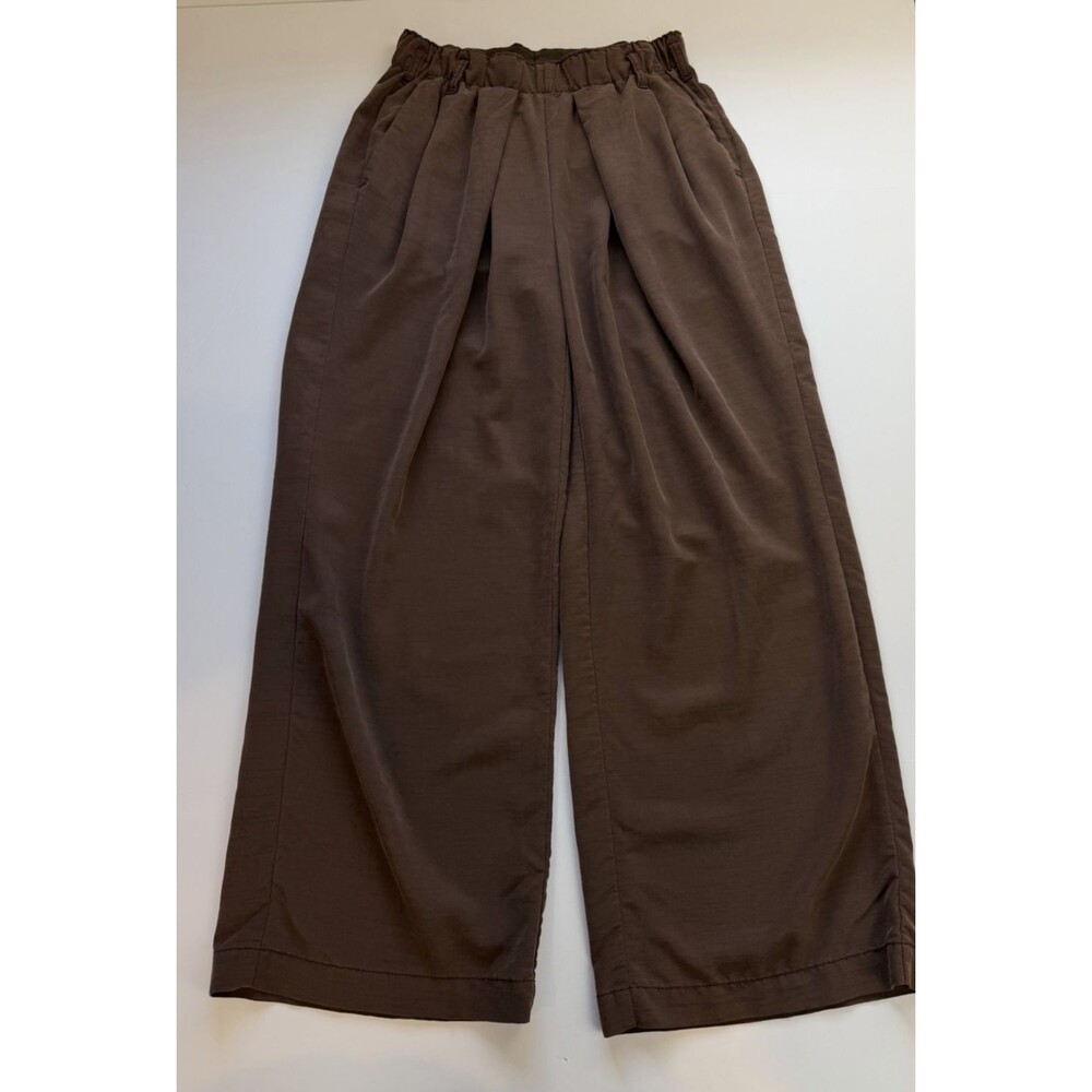 Free People Women’s Brown Wide Leg Pull On Pants High Rise Pleated